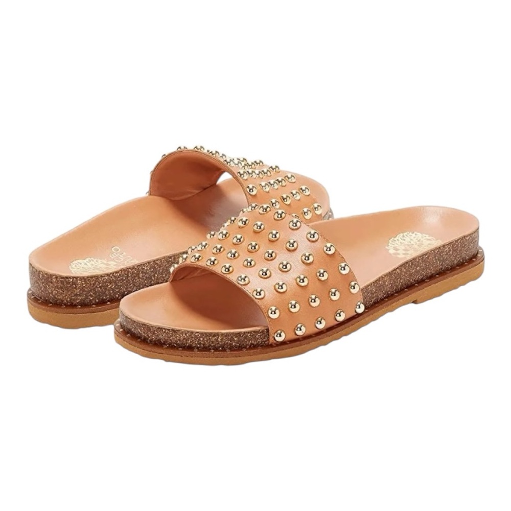 Vince Camuto Leather Studded Kortlen Slide Sandals